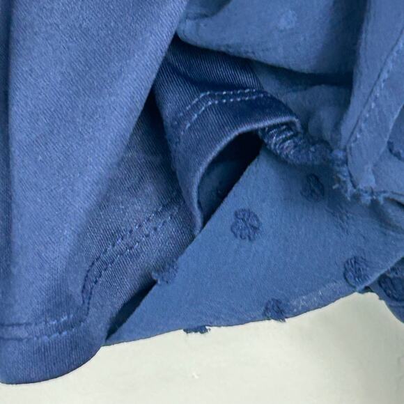 Beacon Apparel Blouse Womens 1X Navy Blue Swiss Dot Faux Wrap Long Sleeve - Picture 10 of 12